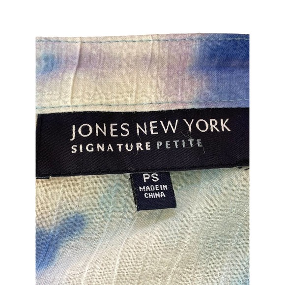 Jones New York Signature Petite Button Front Tie Dye Blouse PS - Picture 4 of 9